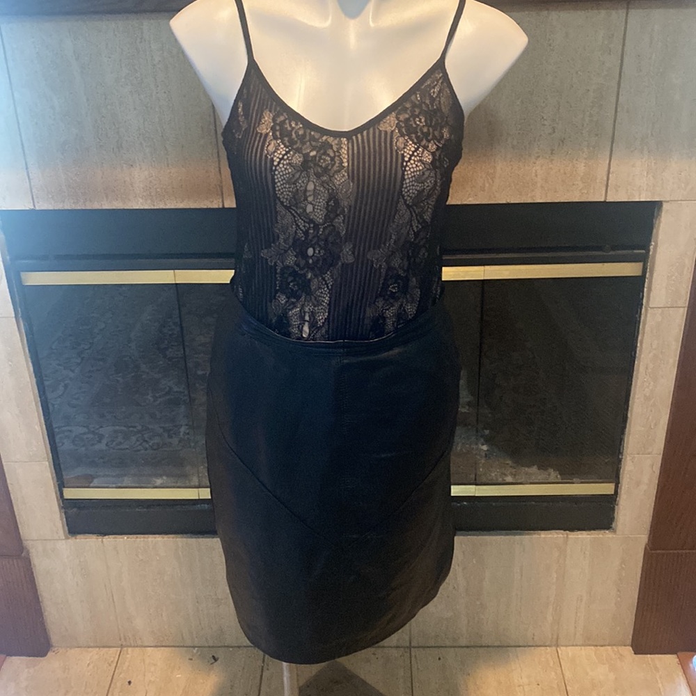 Vera Pelle made in Italy Black leather skirt